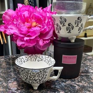 Chic Black and White Patterned Teacup Set. NEW!